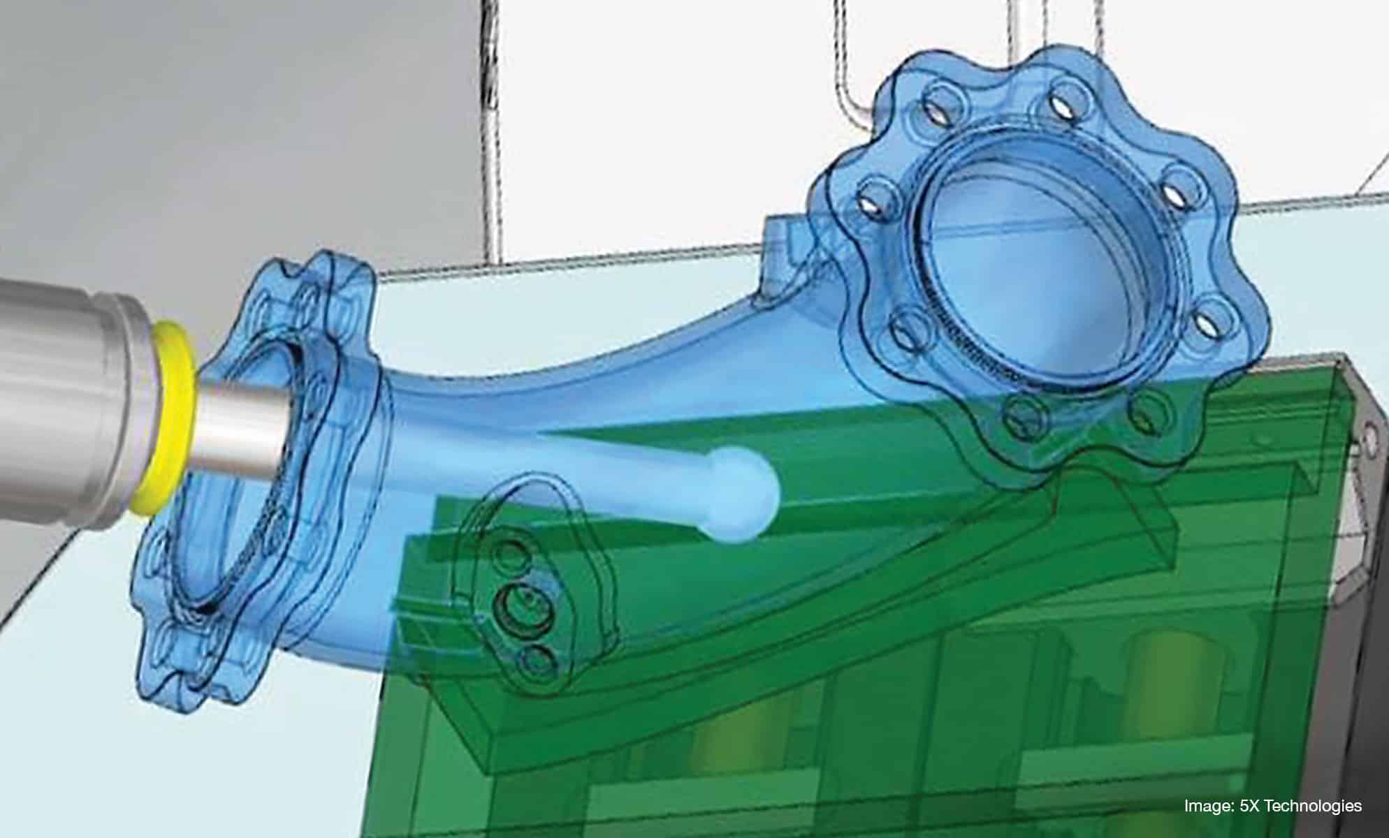 CAM simulation of an Orbis lollipop cutter machining a manifold